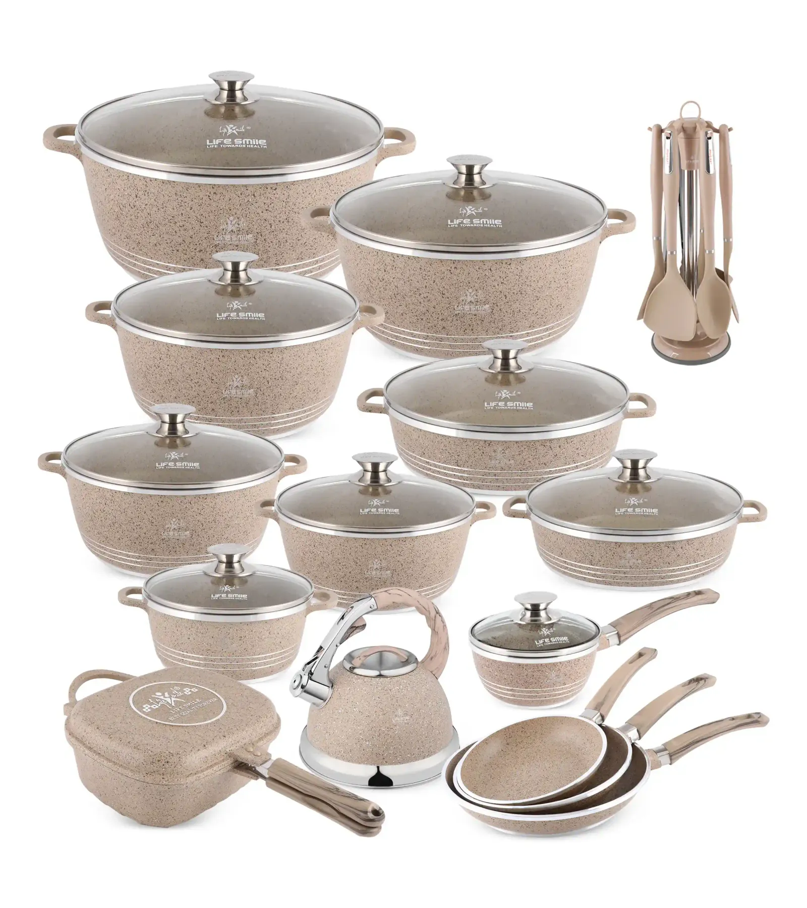 Anniversary sale, while supplies lastοΌ31 Pcs Non Stick Granite Kitchen Cooking Set with Tools