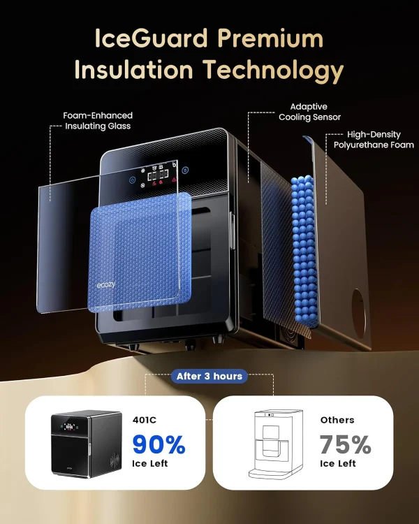 Clear Ice Ball Maker with CrystalRocks Technology, 4 pcs in 40 Mins, 144 pcs/Day, Sphere Ice Maker with Enhanced Insulation, Automatic Water Supply, Self-Cleaning for Whiskey &...