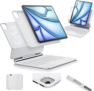 ESR iPad Air 11 Inch Case with Keyboard (M3,2025/M2,2024) & iPad Pro 11/Air 5/4 Gen Keyboard, Easy-Set Magnetic Stand, Portrait/Raised Modes, with Removable Protective Case,...