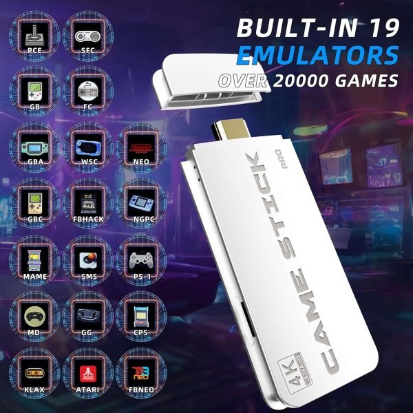 Exclusive for New Users:BADGOAL 2025 New Retro Game Console, Nostalgia Gaming Stick, Classic Video Games with 4K HDMI, 20,000+ Games and 19 Emulators, Upgraded Dual 2.4G...
