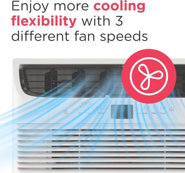 Frigidaire 12,000 BTU Window Air Conditioner with Remote Control, Cools Up to 550 Sq. Ft., Quiet Operation, Eco Mode, 3 Fan Speeds, Auto Restart, White