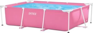 Limited-Time Sale for Summer Surprises AED 99د.إ：Intex 28266EH 7'L x 5'W x 23-5/8"H Rectangular Metal Frame Above Ground Outdoor Backyard Swimming Pool, 439 Gallons of Water, Pink