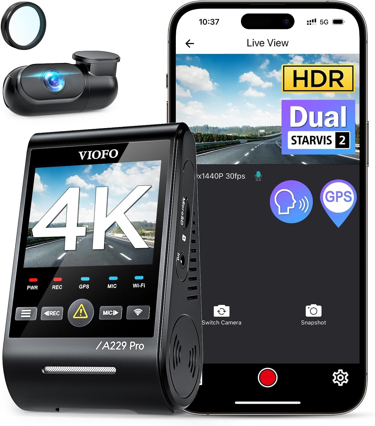 Limited-Time Sale for Summer Surprises AED 99د.إ:VIOFO A229 Pro 4K HDR Dash Cam, Dual STARVIS 2 IMX678 IMX675, 4K+2K Front and Rear Car Camera, 2 Channel with HDR, Voice...