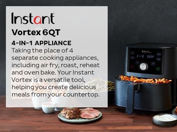 Limited-Time Sale for Summer Surprises AED 99.00د.إ :Instant Pot Vortex 6QT XL Air Fryer, 4-in-1 Functions that Crisps, Roasts, Reheats, Bakes for Quick Easy Meals, 100+ In-App...