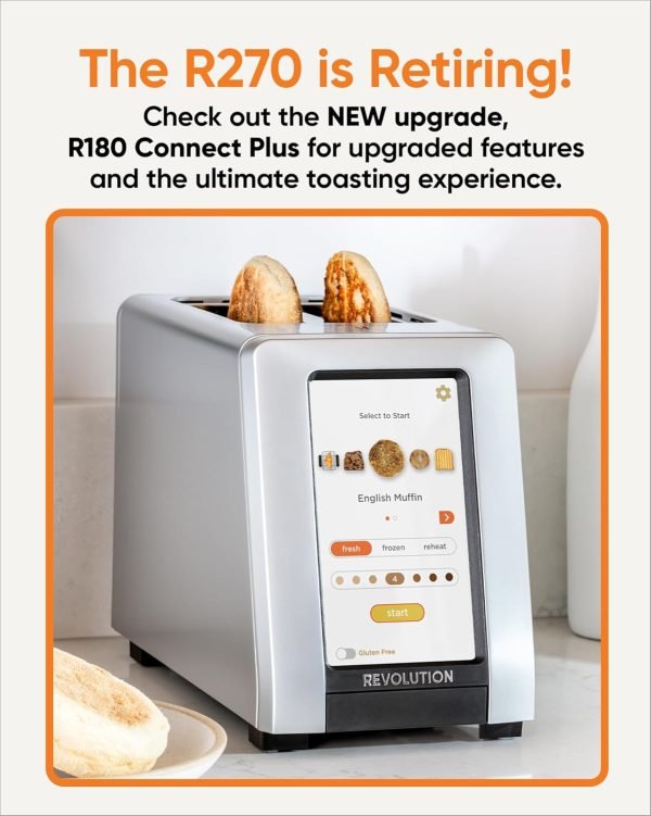 While Stocks Last:Revolution R270 High-Speed Touchscreen Toaster, 2-Slice Smart Toaster with Patented InstaGLO Technology & Gluten-Free, Panini & 16 Bread Modes