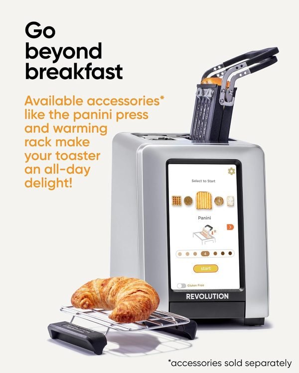 While Stocks Last:Revolution R270 High-Speed Touchscreen Toaster, 2-Slice Smart Toaster with Patented InstaGLO Technology & Gluten-Free, Panini & 16 Bread Modes